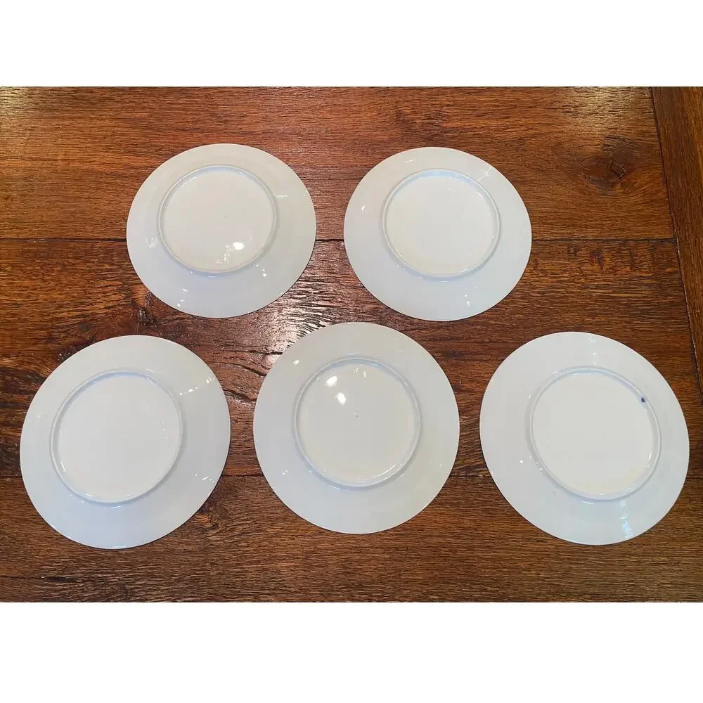 Old Paris White and Gold Porcelain Dessert Plates, Salad Plates, Set of 5